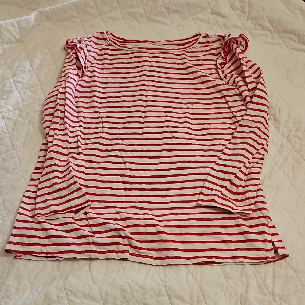 Old Navy Red and White Striped Long Sleeve Top